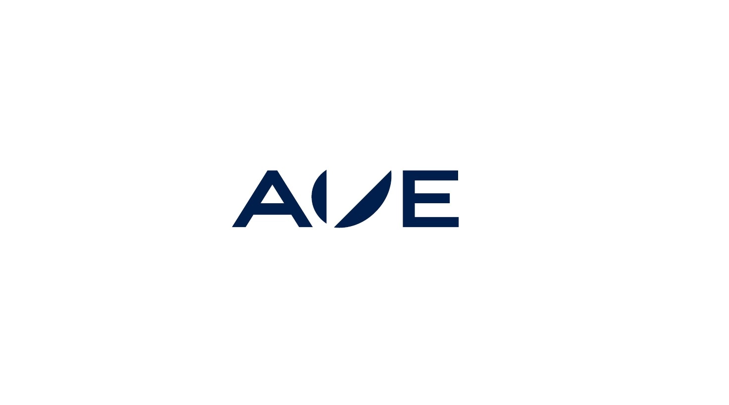 Logo de AVE con las letras A y E en azul oscuro similar al logo original pero modernizada y la V formada por dos "hojas" una en vertical y otra en diagonal formando las alas de una ave.